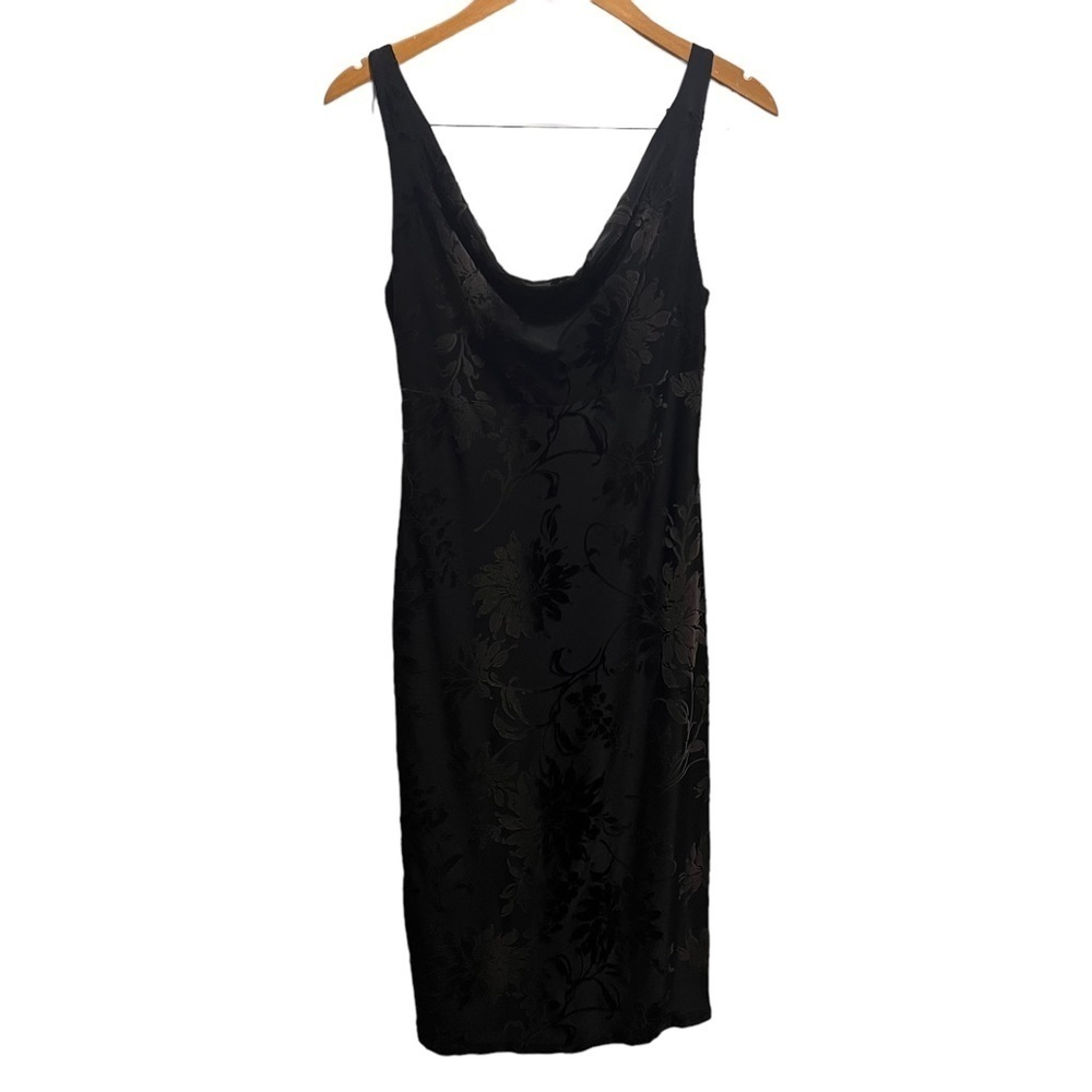 Vintage Smart Set Floral Velour Scoop Neck Dress Size Small Feminine